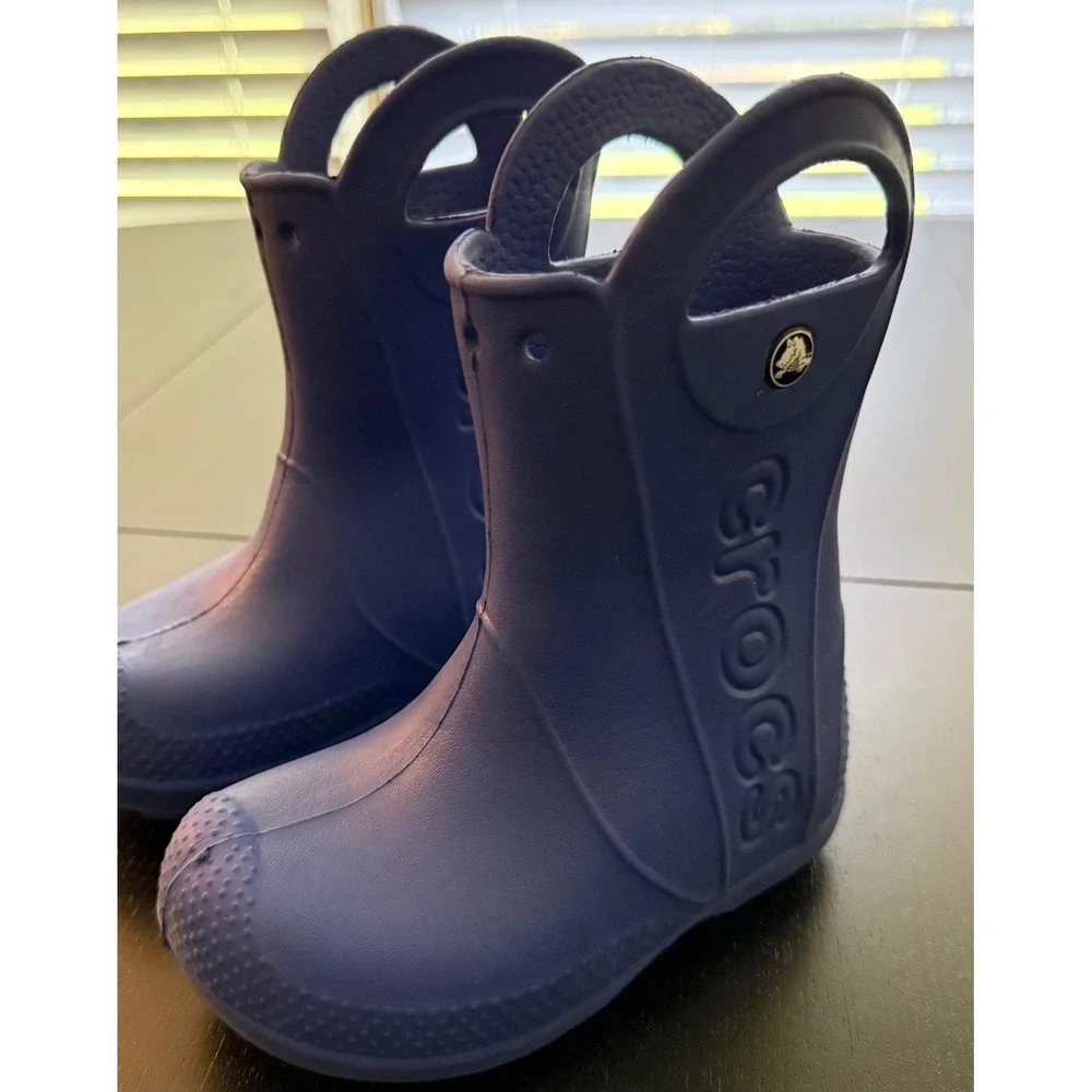 CROCS Little Kid Handle It Rain Boot Size C9 Blue Easy On/Off Waterproof Pull-On